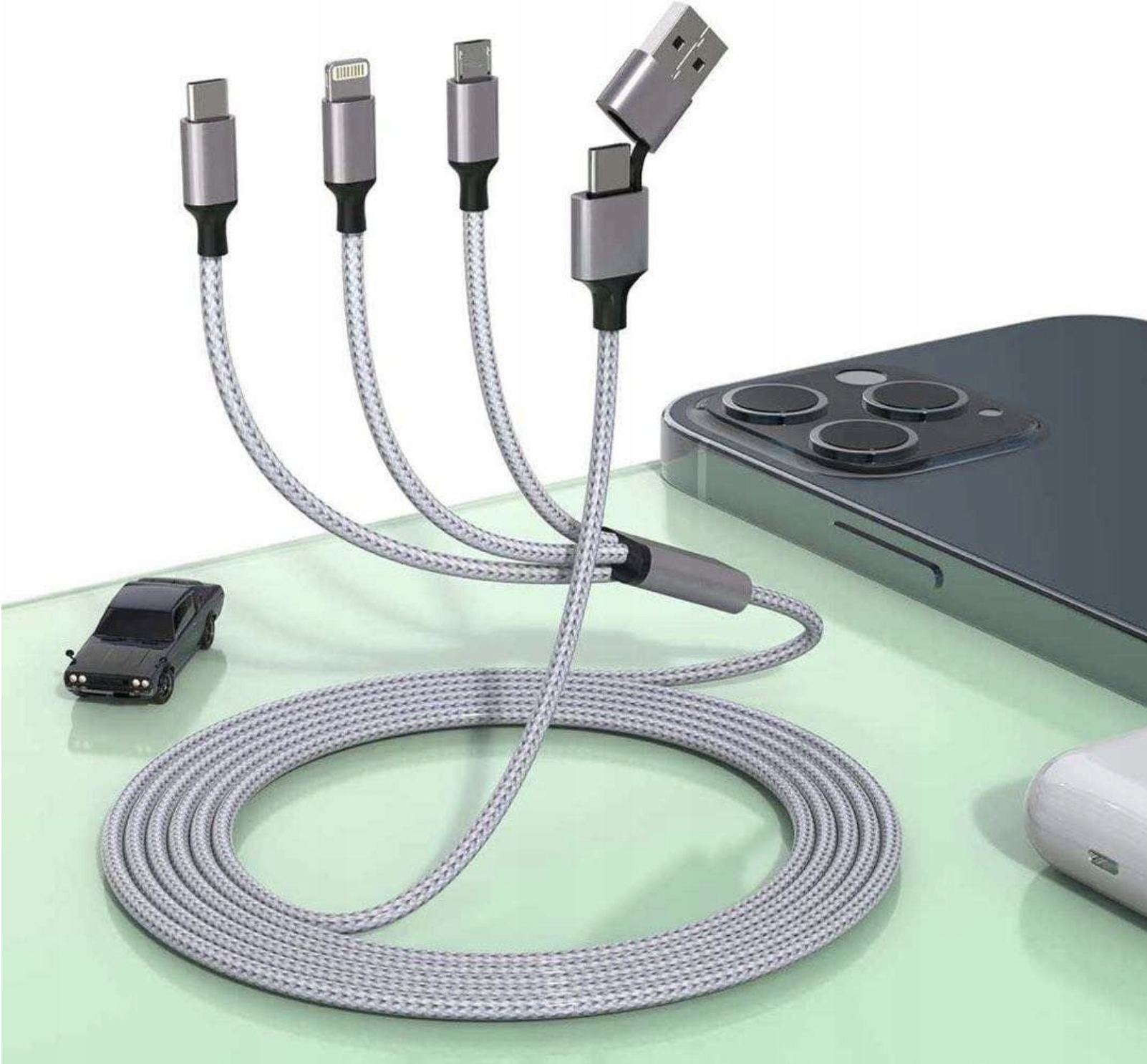 Zestaw kabli USB – USB typ C / microUSB / Lightning Rocketek